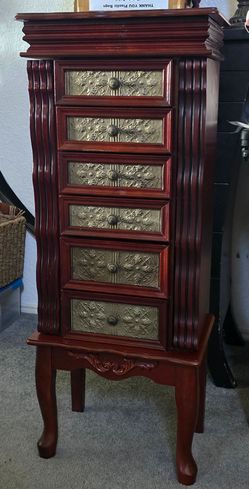 Vintage Jewelry Armoire with 6 Drawers