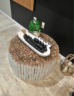 Round Driftwood Side Table