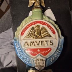 Amvets Jim Beam Commemorative Porcelain Decanter