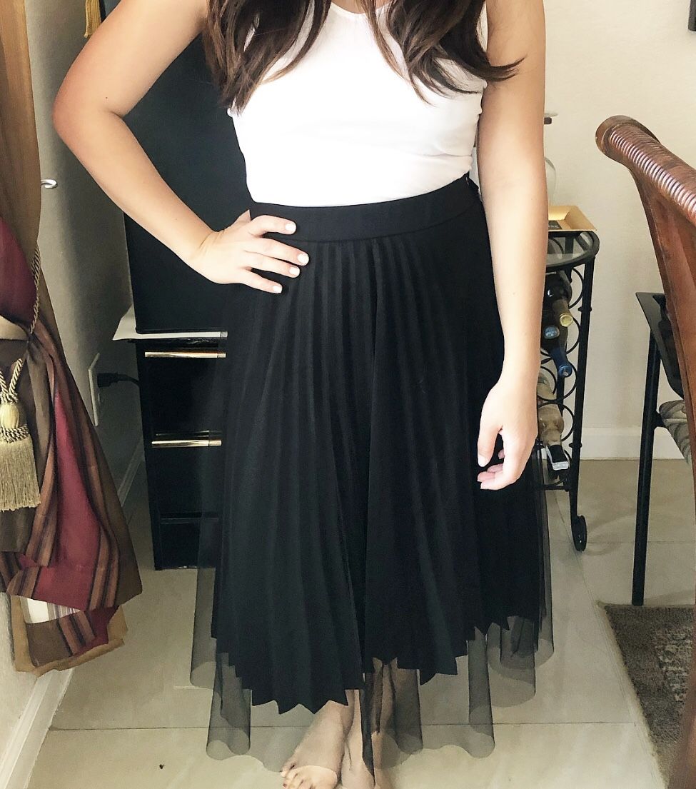 Black tulle midi skirt