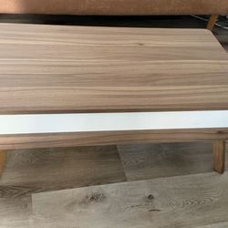 Wood Coffee Table, Lift Top Coffee Table with Hidden Compartment, Living Room Reception Room, 39.4in L, Ivory