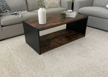 Matte Black Rectangle Wood Coffee Table with Open Box Frame and Bottom Shelf. SEE ALL 12 PICS SOLD SEPARATELY