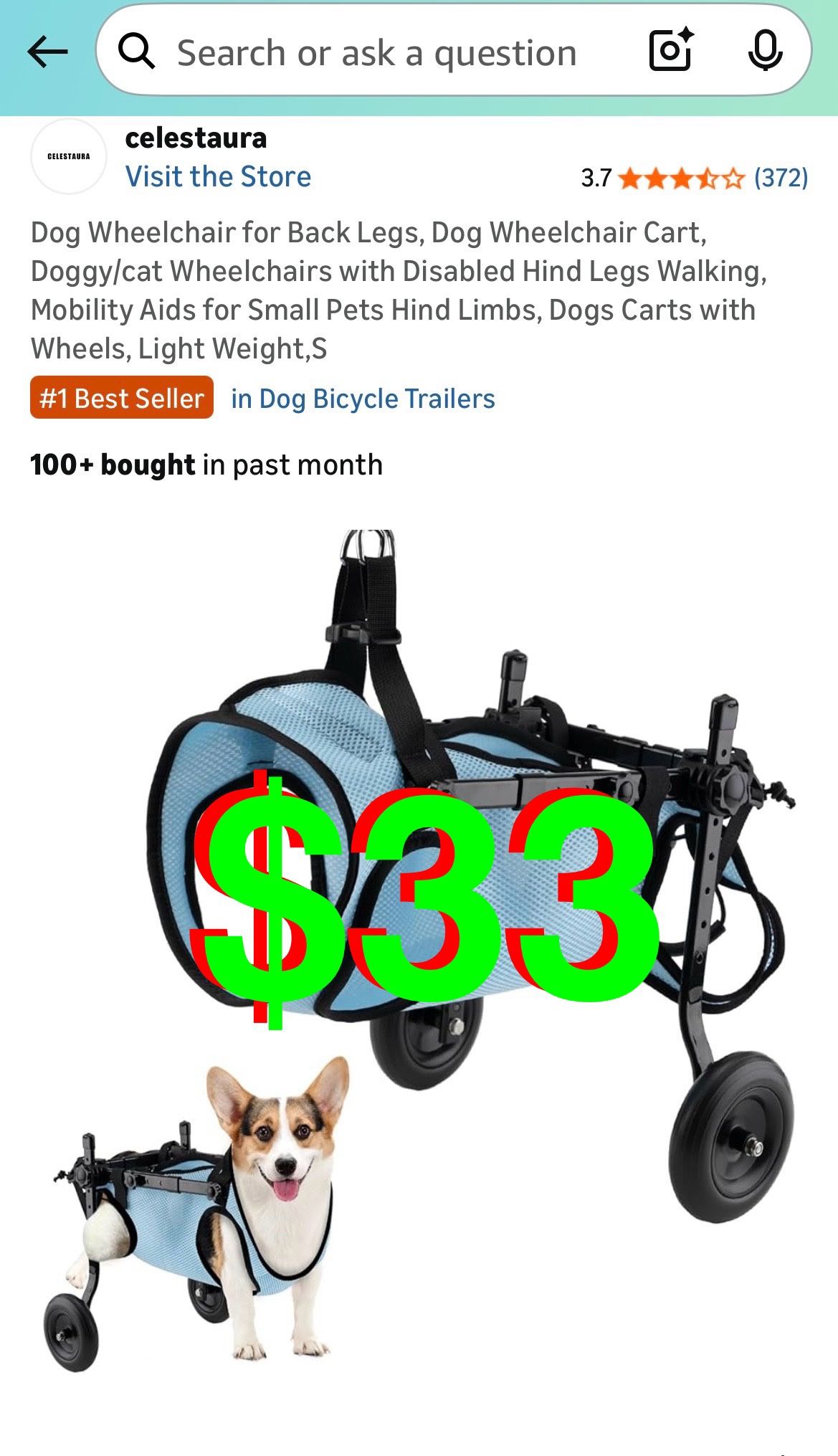 celestaura - Dog Wheelchair for Back Legs, Dog Wheelchair Cart, Doggy/cat Wheelchairs with Disabled Hind Legs Walking, Mobility Aids for Small Pets Hi