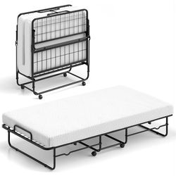 Twin Folding Bed with Mattress, Roll Away Bed For Sale $84.00 50%+ OFF Retail $169.99 NEW IN BOX