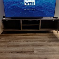 Modern cool gray-brown  wood TV stand with storage