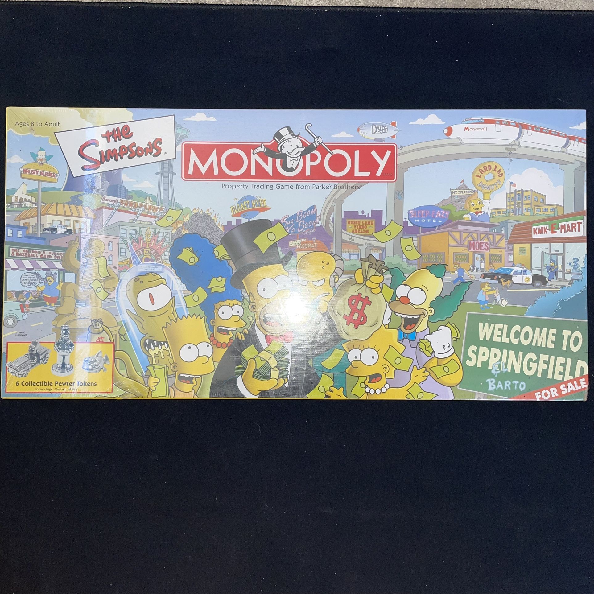The Simpsons Monopoly Board Game Welcome To Springfield 2001 FACTORY SEALED