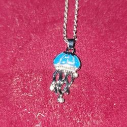 21 Inch Sterling Silver jellyfish Necklace