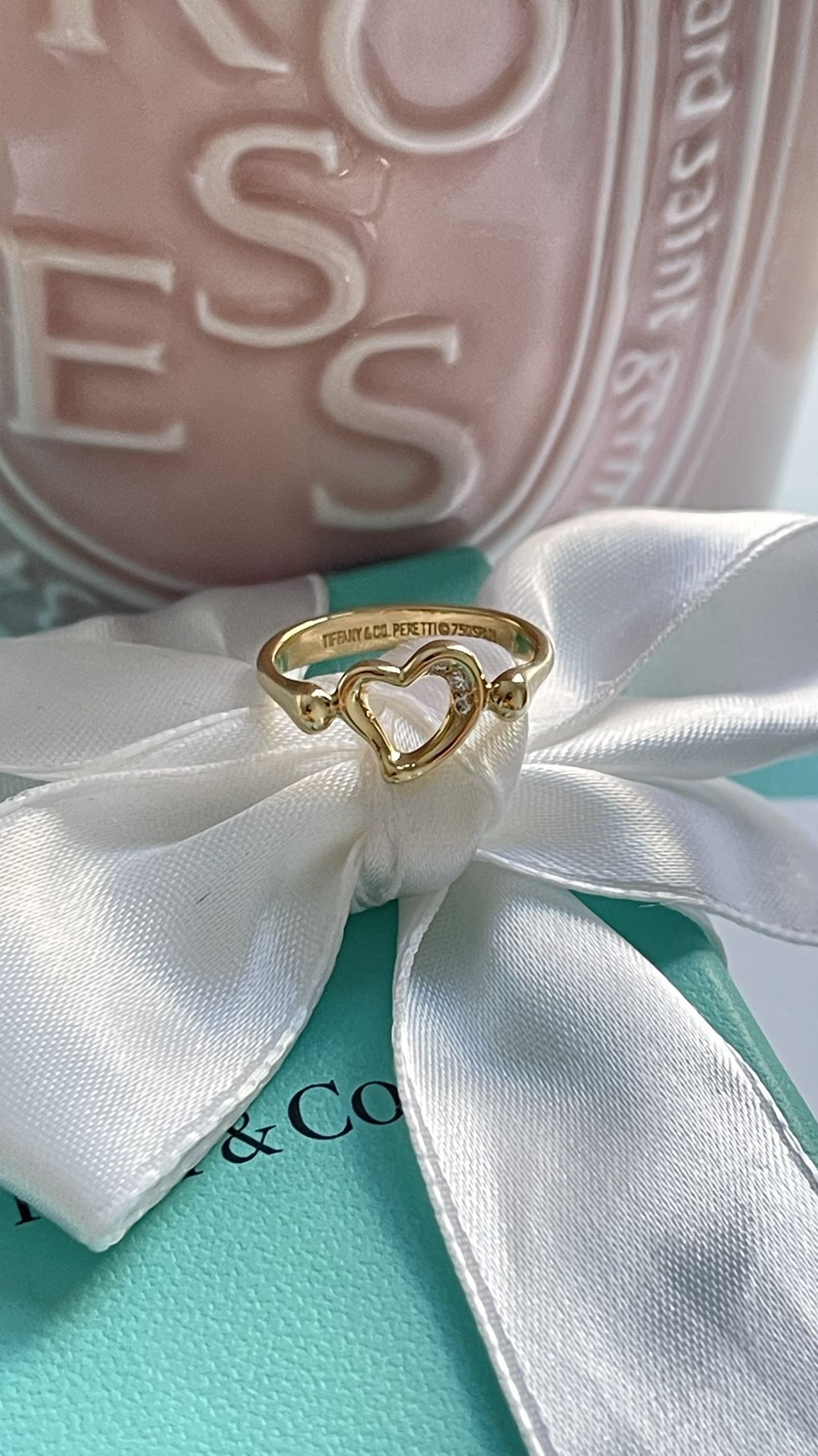 Authentic Tiffany & Co. Open Heart Diamond Ring size 5.5 NEW