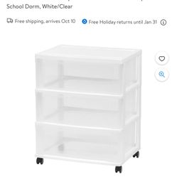 Three Drawer Wide Rolling Cart
