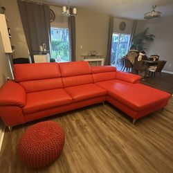 Modern Red Couch Sectional With Chaise