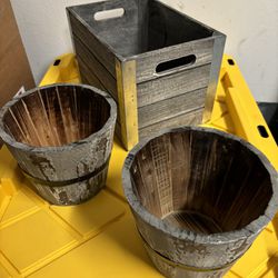 Wood Plant Potting Containers 