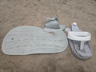 Skip Hop Whale Non Slip Bath Mat & Bath Rinser, Moby Gray + Munchkin Bath Toy Super Scooper