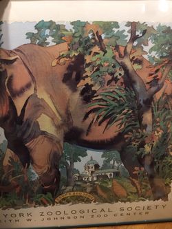 Rare framed poster Bronx Zoo 1989 New York Zoological Society