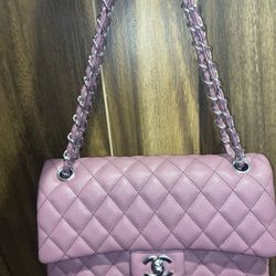 Purple Caviar Quilted Classic Flap Light Gold Hardware