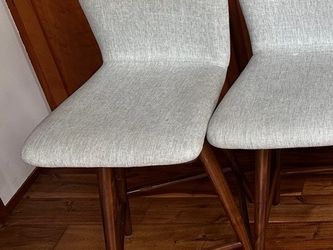 Mid-Century Modern Grey Fabric Bar Stool