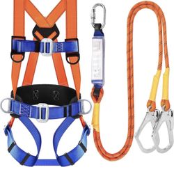 Safety Belt with Adjustable Lanyard and Updated Waist Pad - Tree Climbing Belt Harness - Safety Lanyard Fall Protection- Fall Arrest Kite Climbing Lan