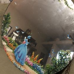 Beautiful Antique Hand Painted Mirror