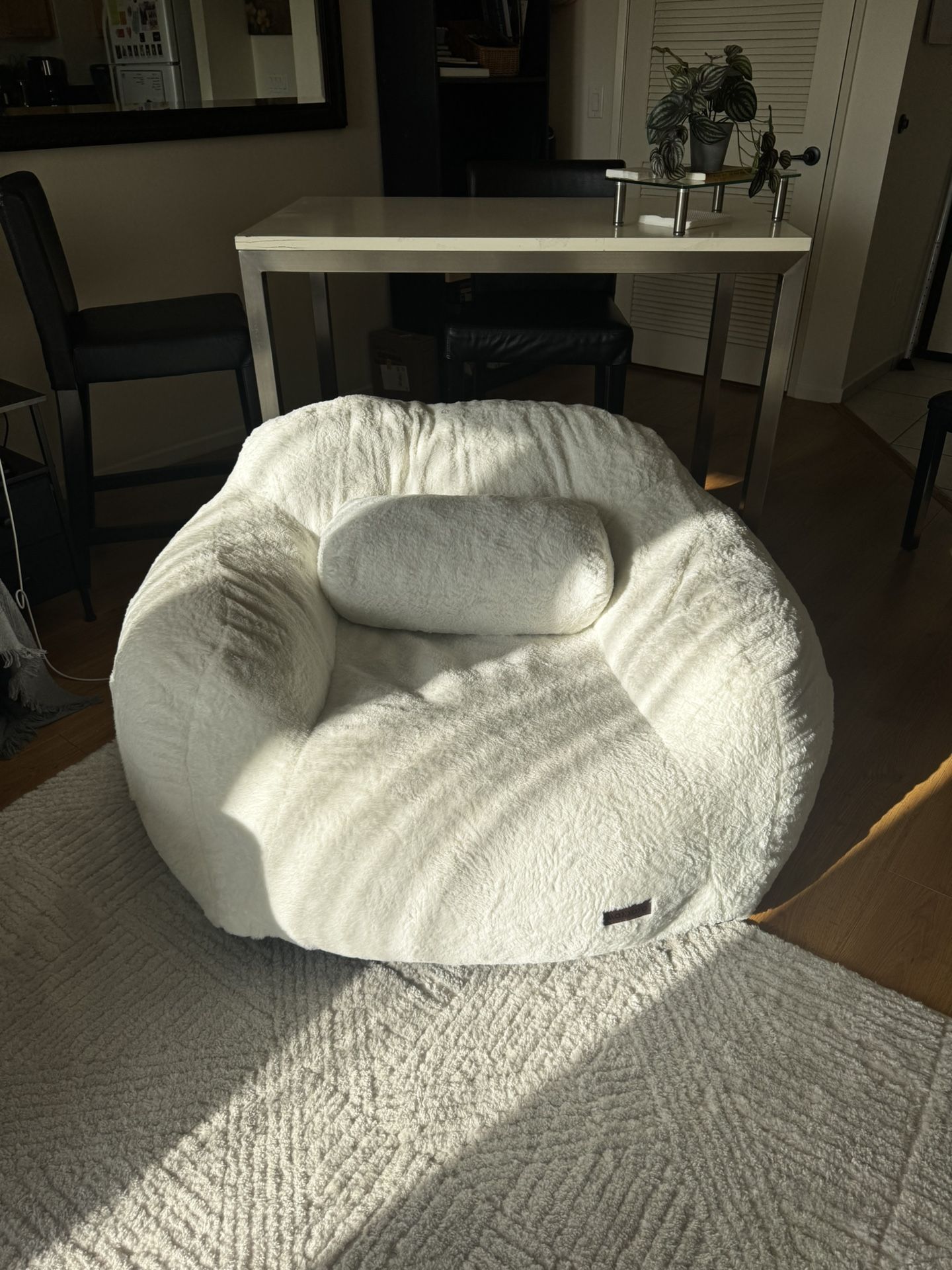 Giant Boucle Bean Bag Chair with Pillow