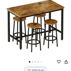 Bar Table With 4 Stools 