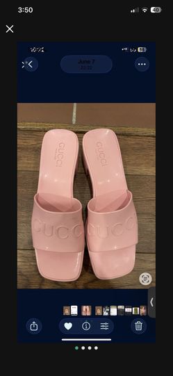 Gucci Pink Rubber Platform Slide Sandals size 37