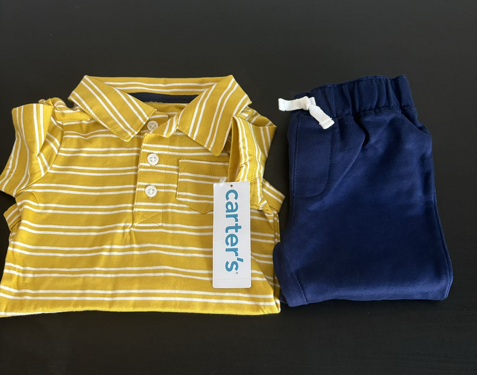 NWT!carter’s baby boy 2-Piece Striped Polo Bodysuit & Pants Set