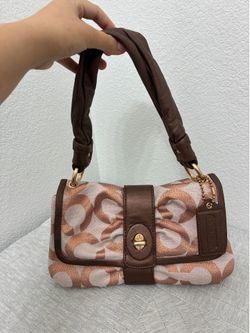 🎀 Rare Y2K Rose Gold & Brown Parker Bow Shoulder Bag 🎀