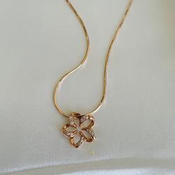 14k Rose Gold Plumeria Diamond Pendant New 