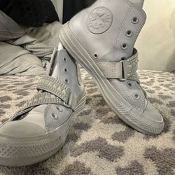 Very Light Grey Studded Strap Converse. Rare 