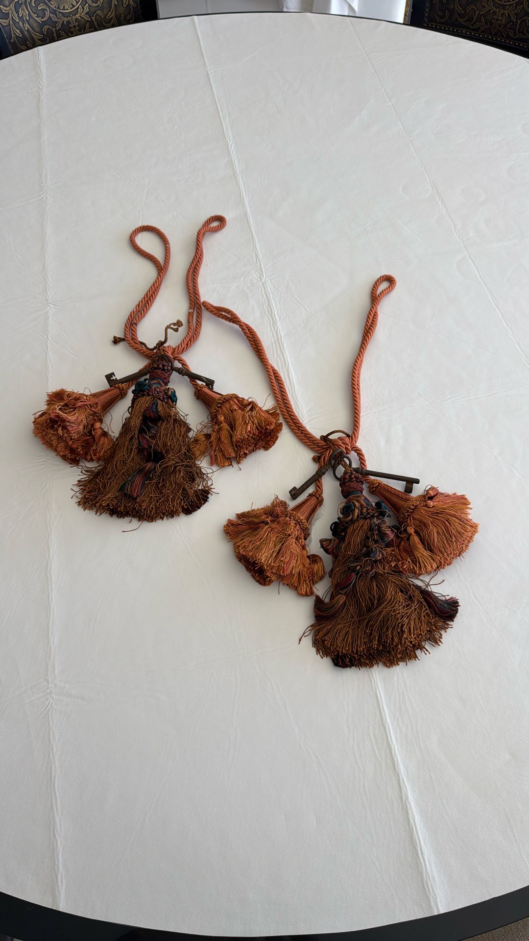 Tassles In Copper Tones With Antique Keys Attached