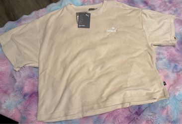 PUMA Essentials Elevated Relaxed Cropped T-Shirt - Size XL