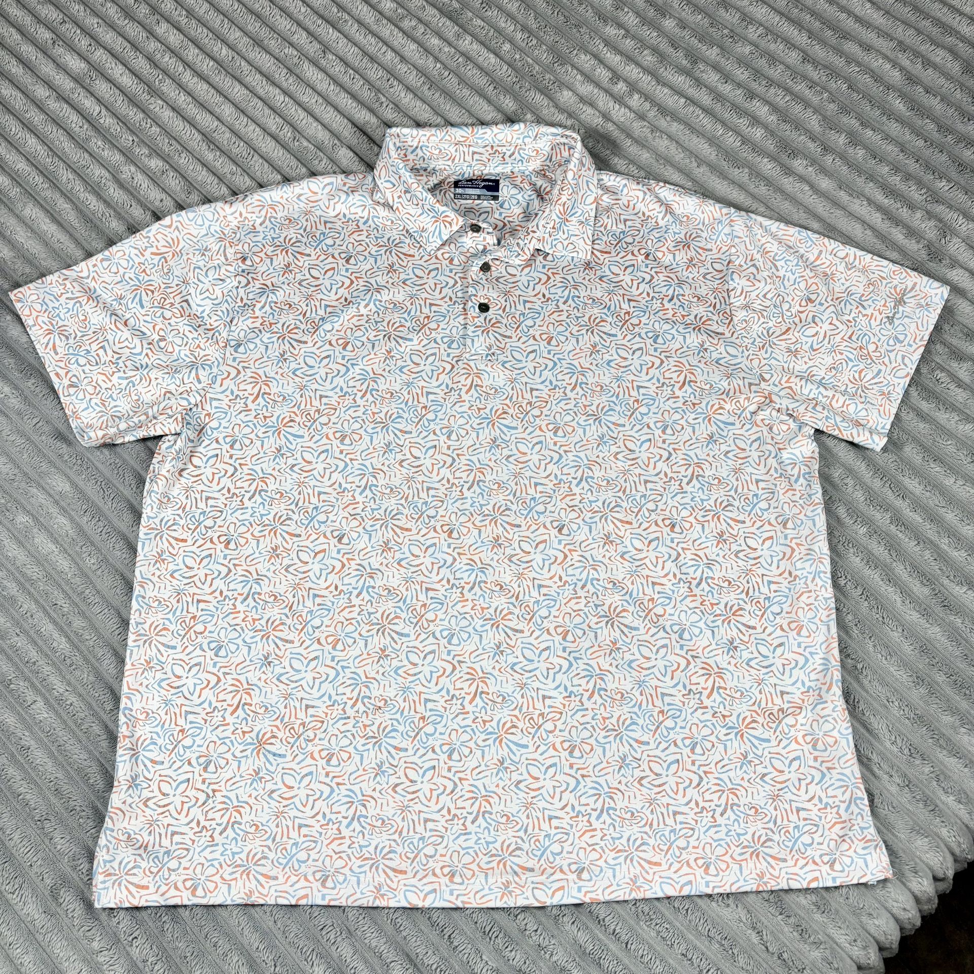Ben Hogan performance Men's Multi-Color Hibiscus Print Golf Polo Shirt Size 2XL