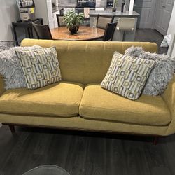 Modern Mustard Yellow Sofa – 2 Seater – Great Condition