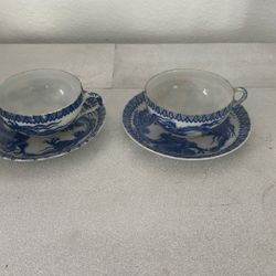 Occupied Japan: 19th Century Japanese Blue and White Arita Porcelain Tea Set