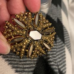 Oval brooch With Gold stones 