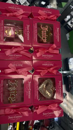 Juicy Couture Enamel Metal Heart Ornament set of 4pcs