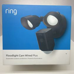 RING FLOODLIGHT CAM WIRED PLUS BLACK 1080P SECURITY CAMERA NEW SEALE (CMP127887)