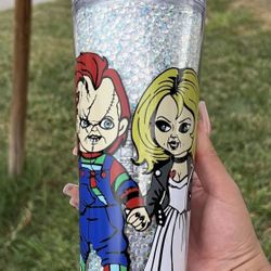 Sally & Chucky Starbucks Rhinestone Tumbler 