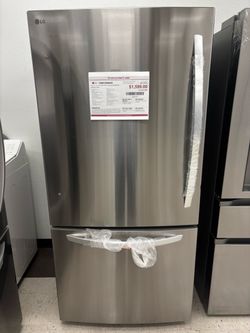 LG Bottom Freezer Refrigerator Stainless Steel • NEW • 1 year warranty included • Financing available