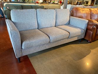 Curved Arm Grey Three Seater Couch