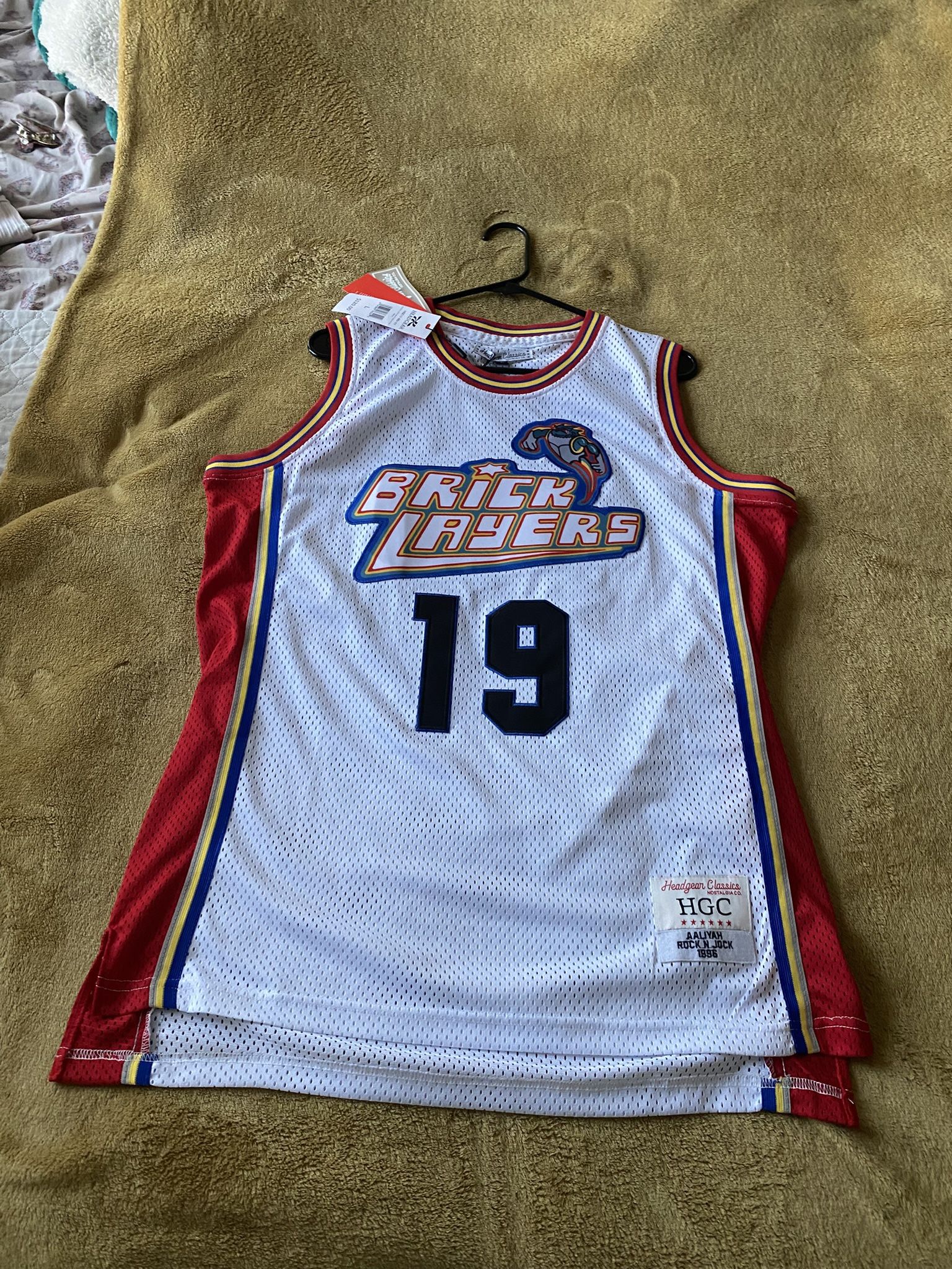 Men's Headgear Classics A Aliyah #19 Brick Layers Basketball Jersey Size Large
