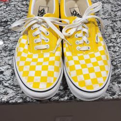 Vans Board Era Low Vibrant Yellow Checkered shoes 