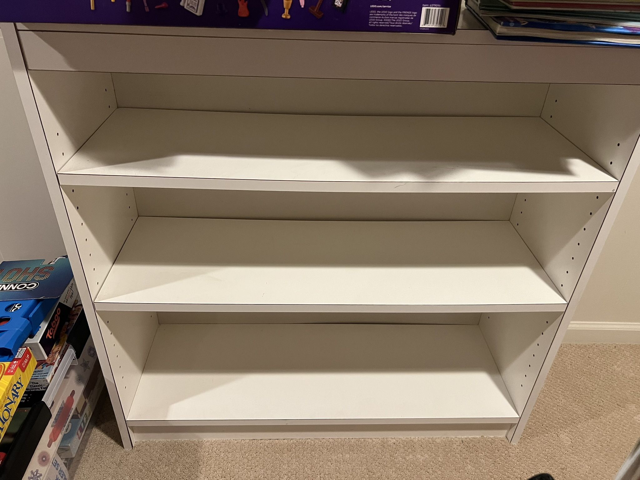 Vintage White Bookshelf in Great Condition Adj Shelves Formica 36” x 12” x 36” Smoke free household