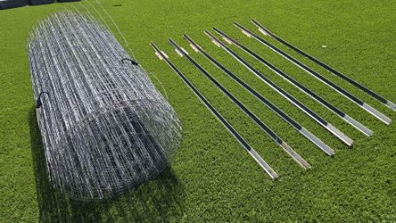 welded wire mesh and a set of fence posts. (4 x 80 ft),