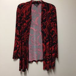 Women’s ULLA POPLEN Plus size polyester/spandex red & black long sleeve cardigan… Size 28/30