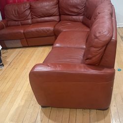 Red/Brownish Leather Sofas 