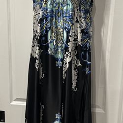 Halter Maxi Dress - Size 14, 64” Long, Vibrant Paisley Design