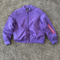 Men’s Purple Bomber Jacket XL – Casual Military Style Fall/Winter Coat