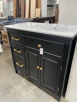 Assembled new 36 Inch Black Bathroom Vanity with Sink,Modern Bathroom Sink Cabinet 36" with 3 Drawer