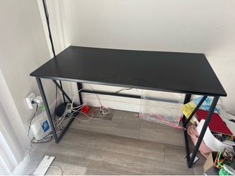 Black Desk with Geometric Metal Legs - Great for Home Office