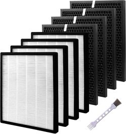 LEVIOT LV - PUR131 Air Purifier replacement Filter 4 Filters & 4 True Activated Carbon Filters Set Pre Compatible with 3 Stage Filtration LV - PUR131S